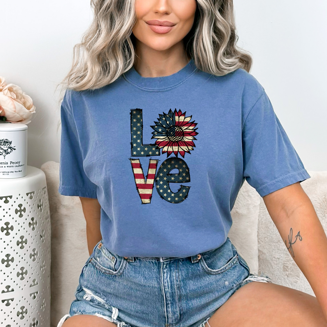 Love, Sunflower , Flag