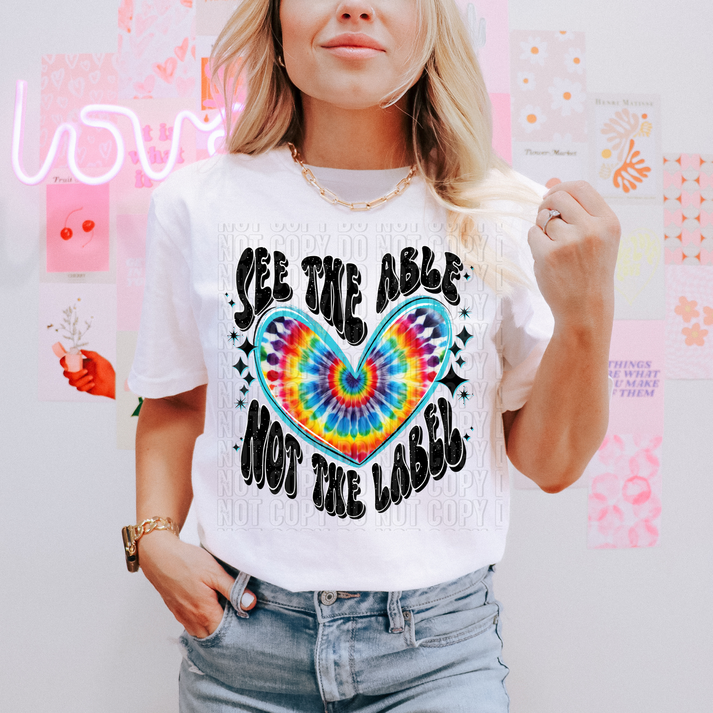See the able Not the label ( Tie Dye & Black Letters )