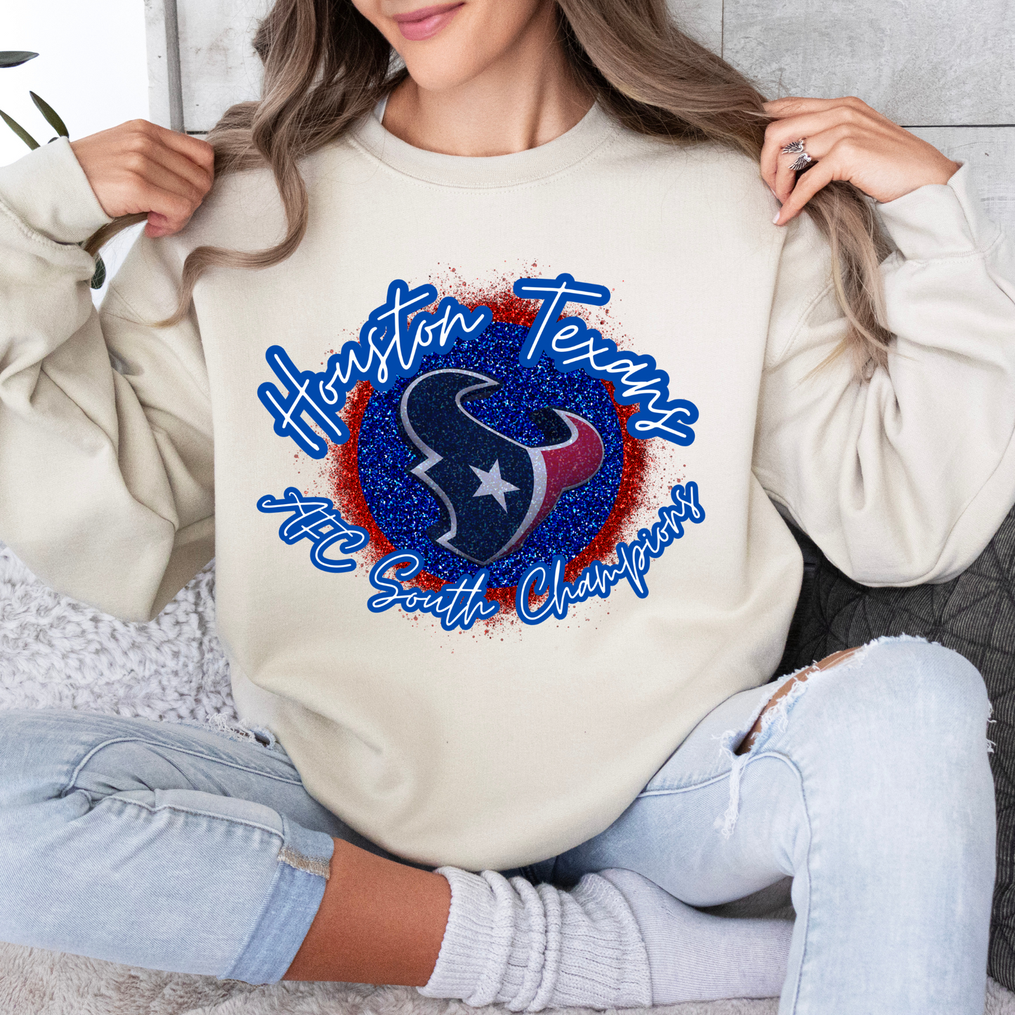 Texans Faux Red & Blue Glitter