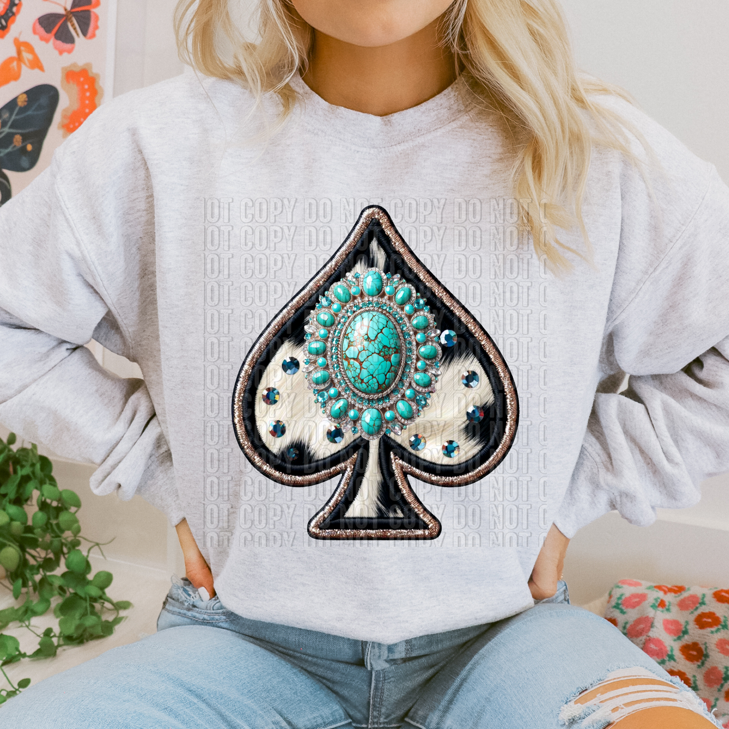 Cowhide Turquoise Concho