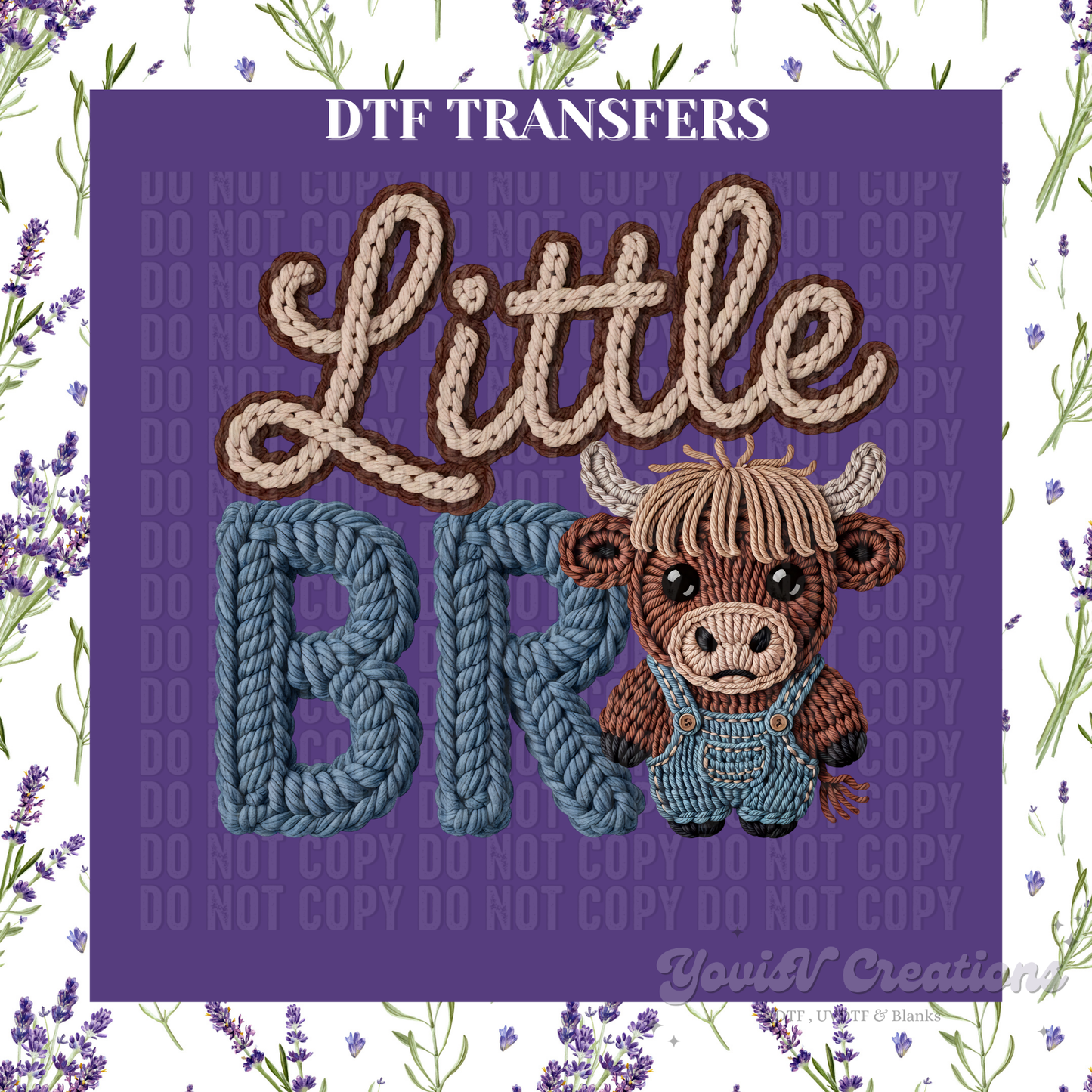 Faux Embroidery Highland Cow