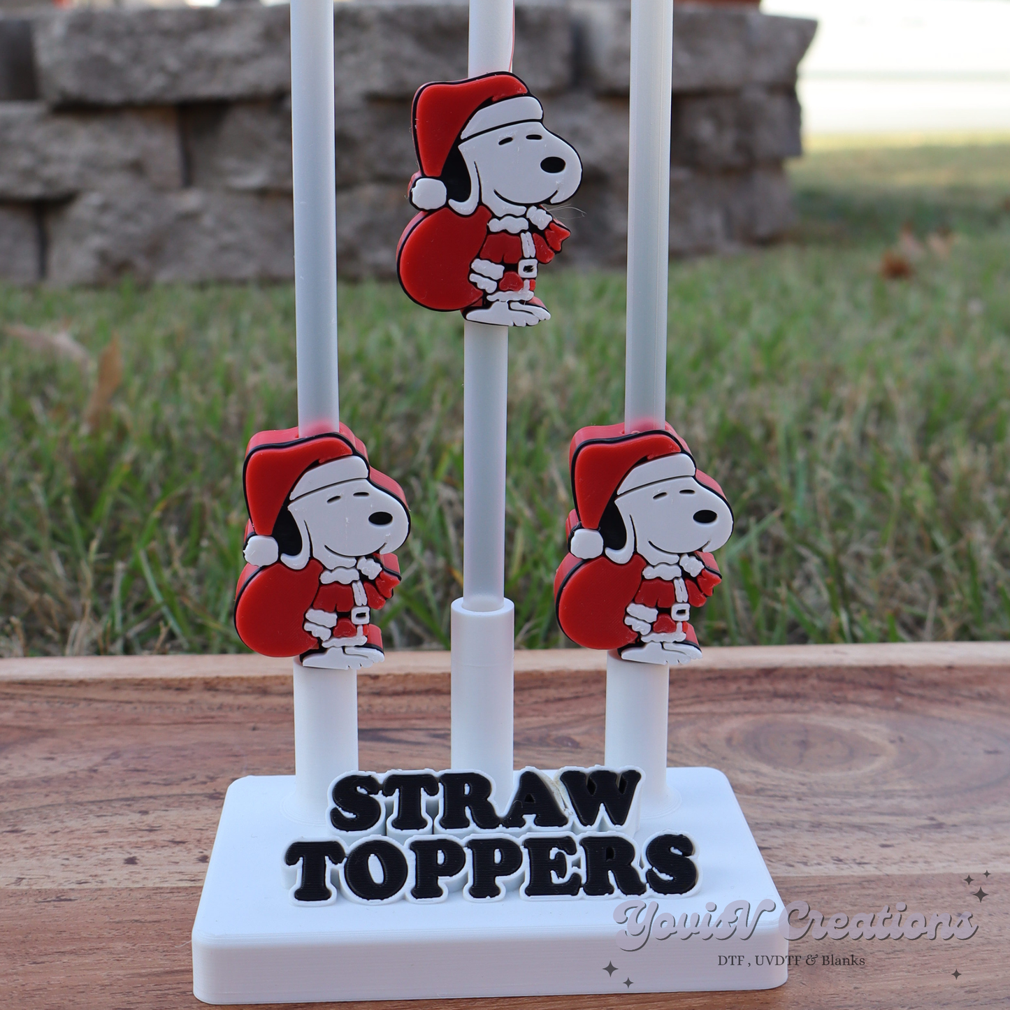 White Dog Santa Straw Topper