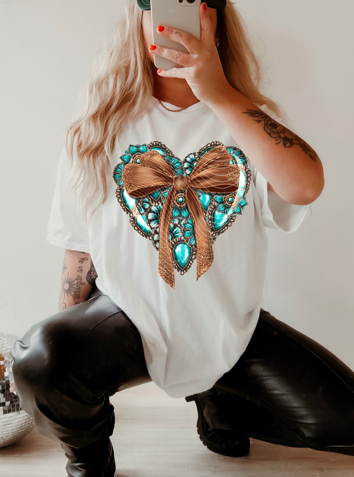 Turquoise Bow Heart