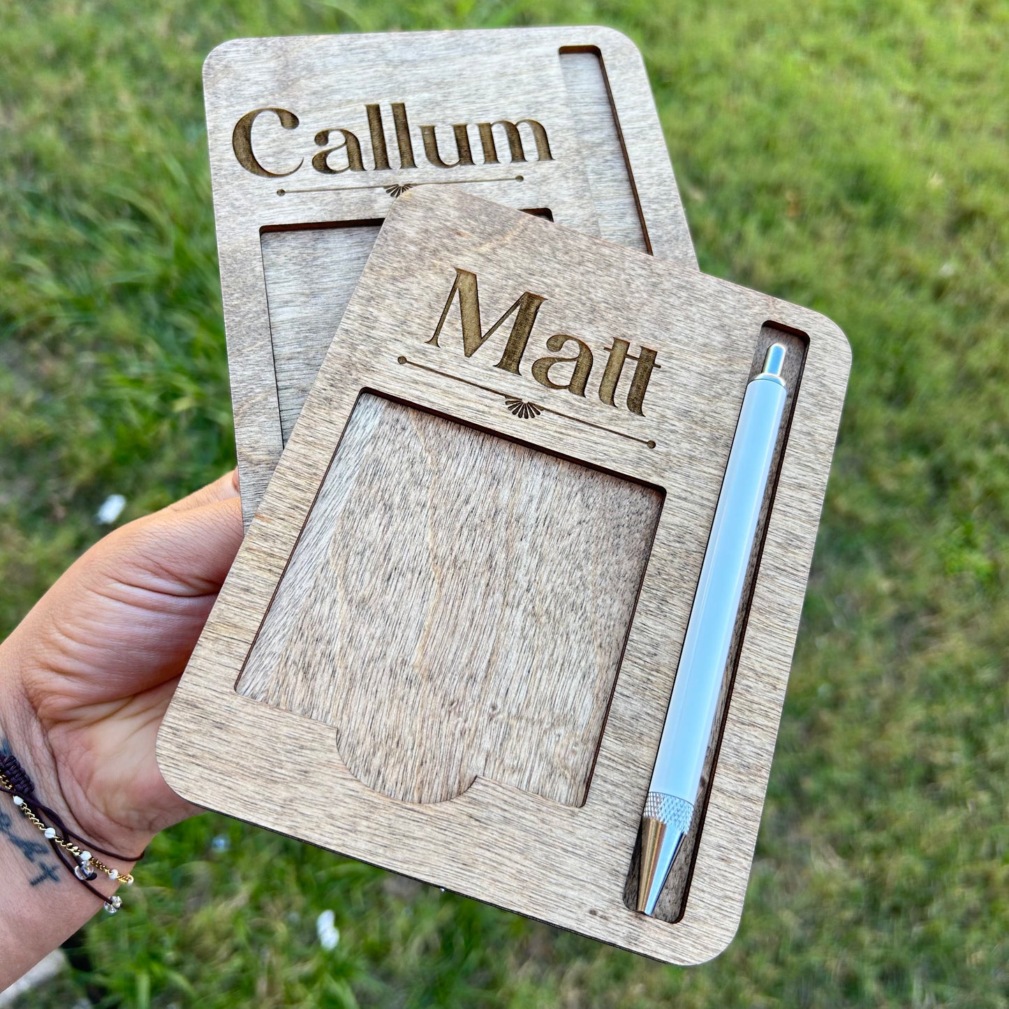 Notepad and Pen Holder with Pen Included