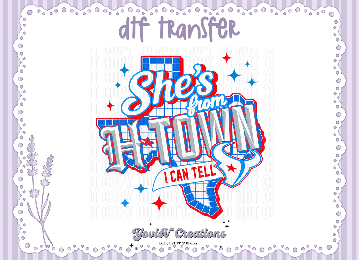 She's from H-Town Light Blue and Red