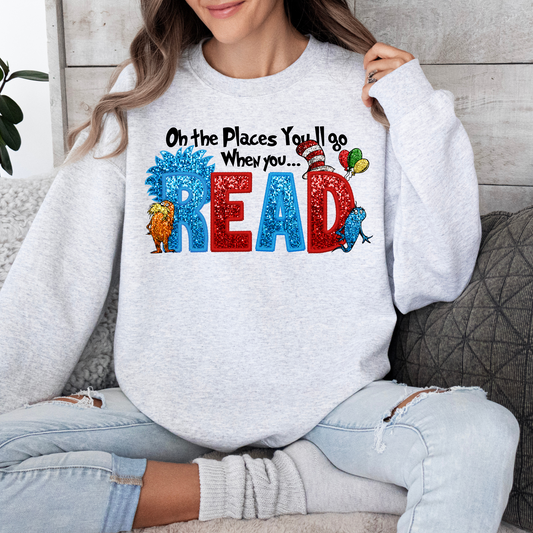 Oh the places you'll go Read Faux Embroidery