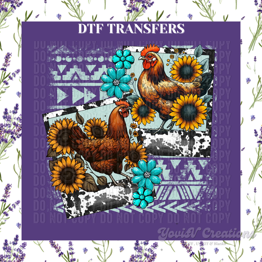 Chicken, Sunflower & Turquoise