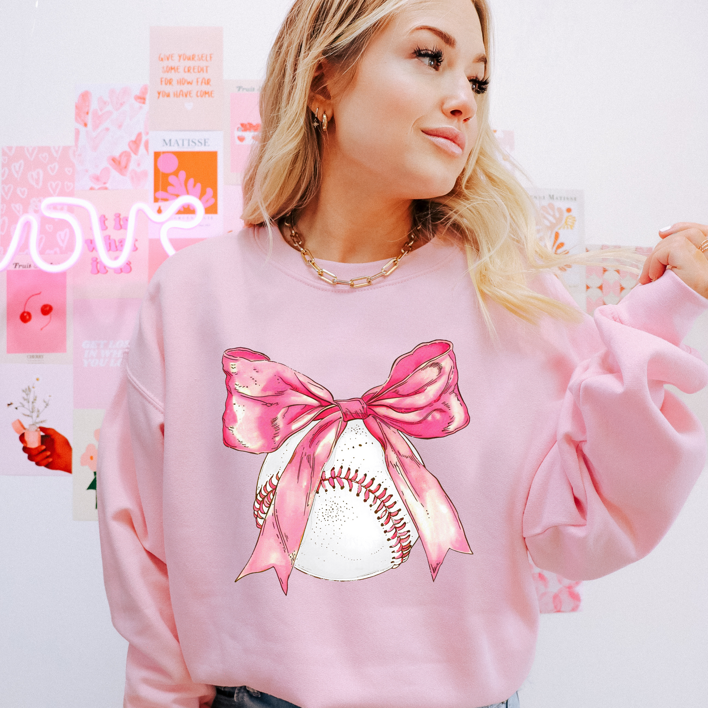 Baseball and Pink Bow