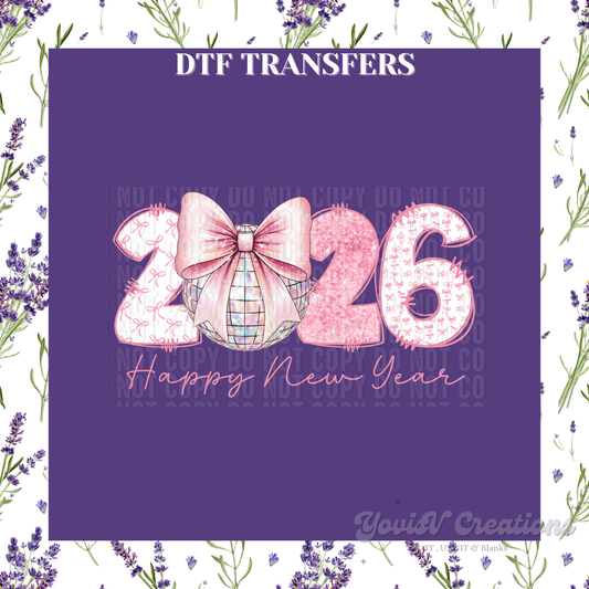 2026 Happy New Year Pink