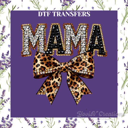 Mama Cheetah Bow Rhinestones