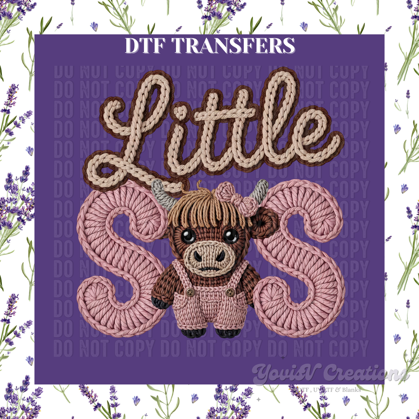 Faux Embroidery Highland Cow