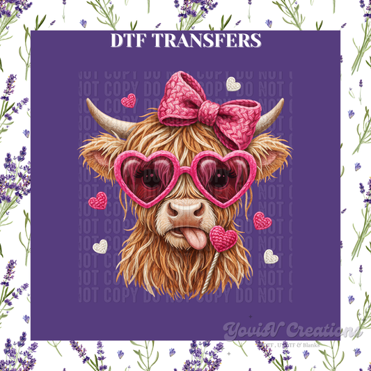 Highland Cow with Heart Glasses