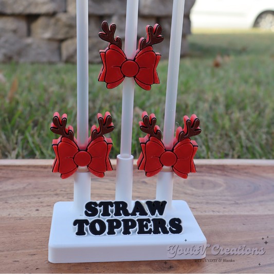 Reindeer Bow Straw Topper
