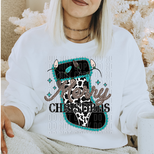 Merry Christmas Cow print