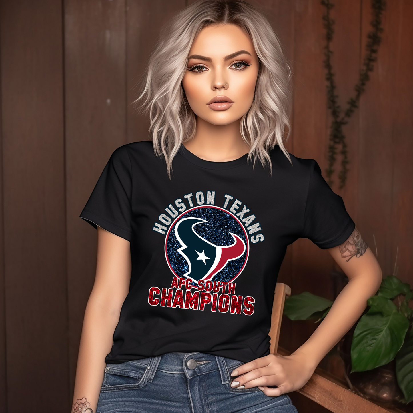 Houston Texans AFC Champions Faux Glitter