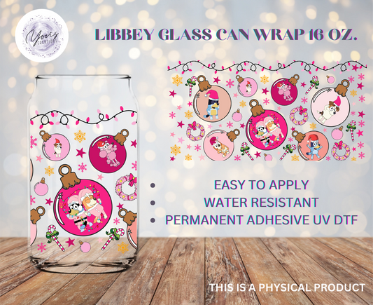 Bluey Pink Christmas 16oz Wraps