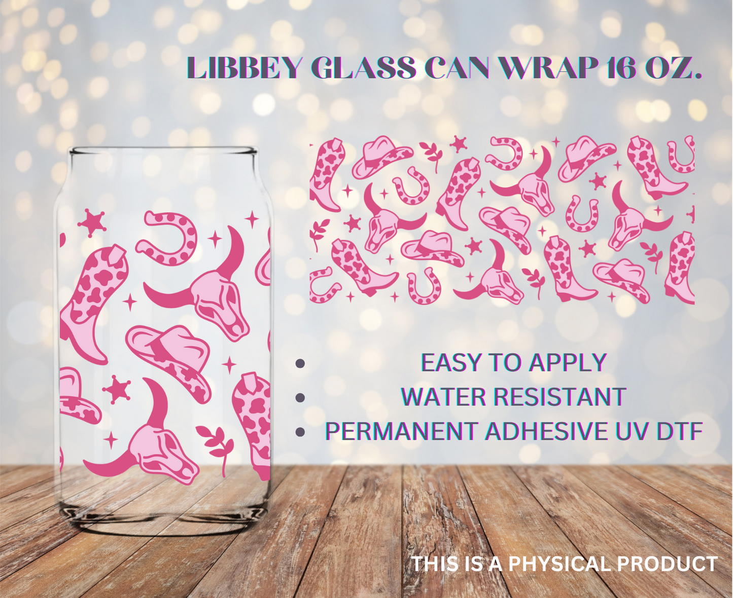 Pink Cowboy Boots 16oz Wrap