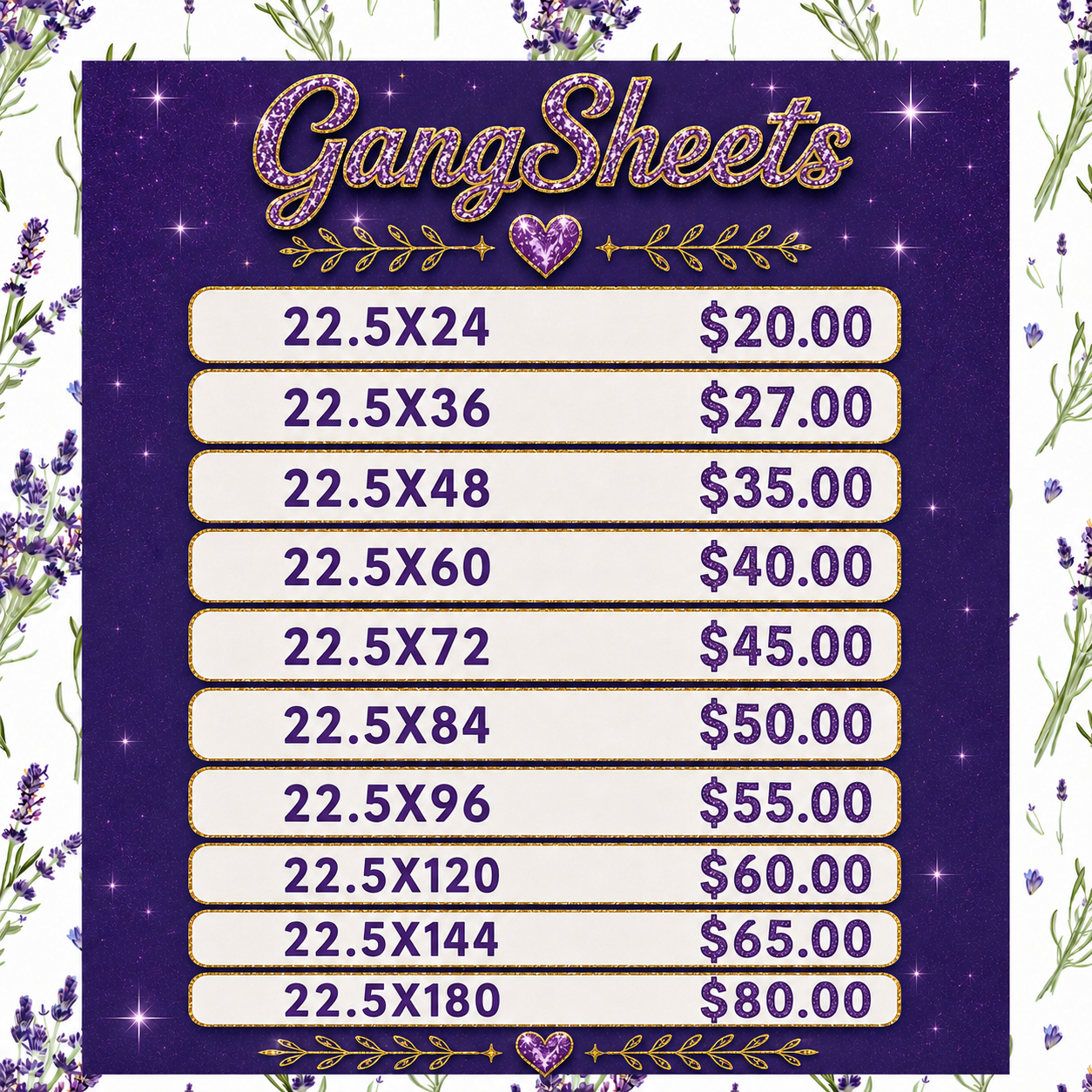 22.5 in. Gangsheet Builder